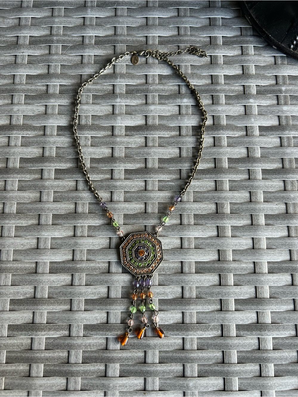 Lia Sophia Multicolor Beaded Pendant Necklace with Tassel Drops - Women Jewelry